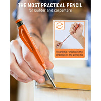 Nicpro 1 Pack 2.8 mm Carpenter Pencil Set, Solid Mechanical Pencils with 12 Refills (Red, Black, Yellow), Sharpener & Finger Grip, Woodworking Pencils - with Case EasyOptionXY LLC