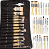 Nicpro 24 Pcs Paint Brushes Set, Paint Brushes for Acrylic Painting, Art Supplies for Watercolor & Gouache Kids Adults, Painting Supplies with Cloth Roll and Palette Knife, Gift Package EasyOptionXY LLC