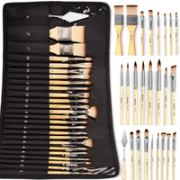 Nicpro 24 Pcs Paint Brushes Set, Paint Brushes for Acrylic Painting, Art Supplies for Watercolor & Gouache Kids Adults, Painting Supplies with Cloth Roll and Palette Knife, Gift Package EasyOptionXY LLC