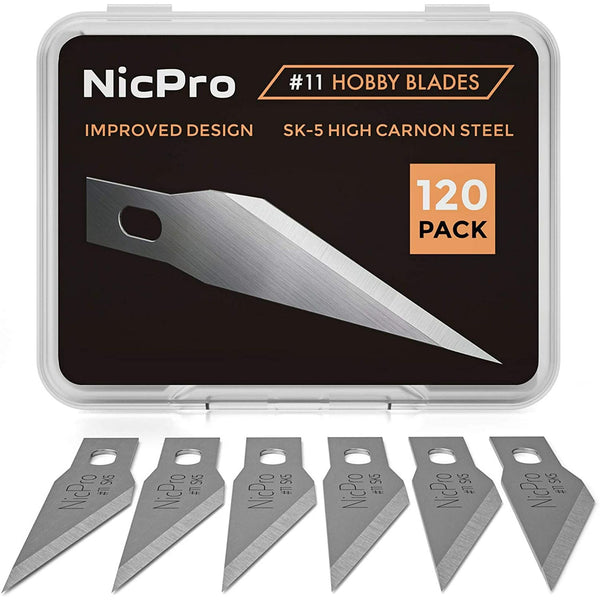 Nicpro 120 Pcs #11 Craft Hobby Knife Replacement Blades, Art Blades Refill Cutting Tool with Storage Case EasyOptionXY LLC