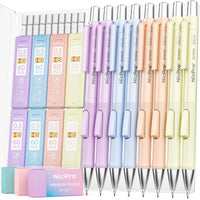 Nicpro 8 Pcs 0.5mm Pastel Mechanical Pencil Set, Fast Click Aesthetic Lead Drafting Pencils 0.5 mm with 480PCS HB Lead Refills, 3 Erasers EasyOptionXY LLC