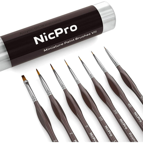 Nicpro 7 Pcs Miniature Detail Paint Brush Set, Micro Professional Fine Detail Painting Brushes for Watercolor Oil Acrylic, Craft Models Rock Painting & Paint by Number EasyOptionXY LLC