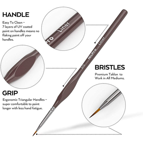 Nicpro 7 Pcs Miniature Detail Paint Brush Set, Micro Professional Fine Detail Painting Brushes for Watercolor Oil Acrylic, Craft Models Rock Painting & Paint by Number EasyOptionXY LLC