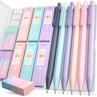 Nicpro 6Pcs Pastel Mechanical Pencil Set, 0.5 & 0.7 mm with 6 Tubes HB Lead Refill, 3Pcs Eraser and 9Pcs Eraser Refill - with Cute Case EasyOptionXY LLC