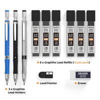 Nicpro 3Pcs 2.0mm Mechanical Pencil Set, Carpenter Drafting Pencil with 6 Tube Pre-Sharpen HB & 2B Refill, Eraser, Sharpener EasyOptionXY LLC