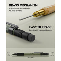 Nicpro 3 Pcs 1.3 mm Mechanical Pencils Set with 36 Lead Refill, 3 Eraser - Weatherproof Metal Barrel, Heavy Duty Carpenter Pencil for Outdoor Marking Drafting Drawing Sketching Woodworking - with Case EasyOptionXY LLC