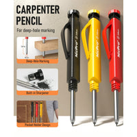 Nicpro 3 Pcs 2.8 mm Carpenter Pencils Set, Solid Mechanical Pencils with 39 Refills (Red, Black, Yellow), Sharpener & Finger Grip, Woodworking Pencils EasyOptionXY LLC