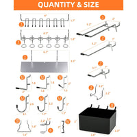 INCLY 206 Pcs Pegboard Accessories Organizer Kit, Pegboard Hooks Assortment with Bins, Peg Locks, Fit 1/8 and 1/4 inch for Garage Wall Hanging Tools EasyOptionXY LLC