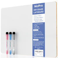 Nicpro 12 x 16 inches Dry Erase Whiteboard, Double Sided Portable Lapboard with 3 Water-Based Pens EasyOptionXY LLC