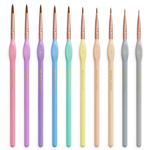 Nicpro 10 Pcs Micro Fine Detail Paint Brush Set, Macaron Pastel Small Miniature Fine Tip Detail Brushes Kit for Acrylic Oil Watercolor, Craft, Models, Rock Painting, Paint by Number EasyOptionXY LLC