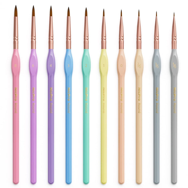 Nicpro 10 Pcs Micro Fine Detail Paint Brush Set, Macaron Pastel Small Miniature Fine Tip Detail Brushes Kit for Acrylic Oil Watercolor, Craft, Models, Rock Painting, Paint by Number EasyOptionXY LLC