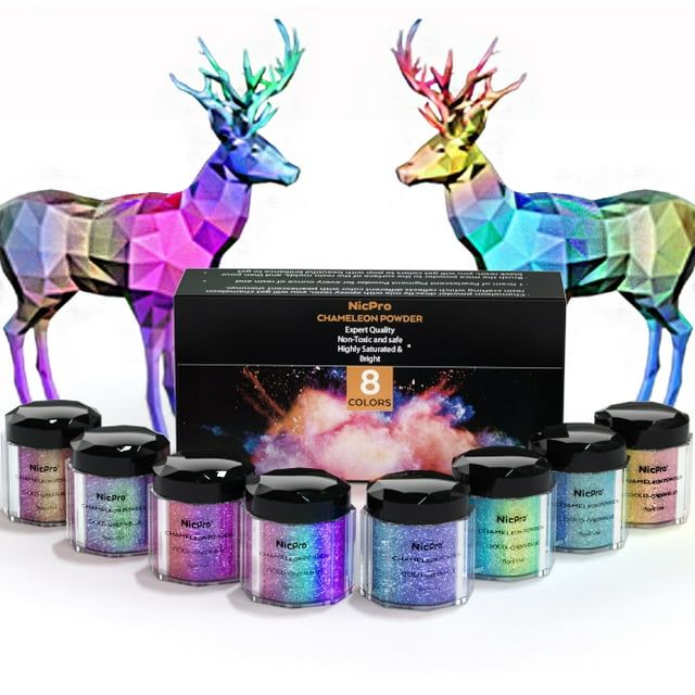 Nicpro 8 Colors Chameleon Mica Powder, Color Shift Mica Powder for Epoxy Resin & Tumbler, Resin Supplies Pigment Powder for Soap Making 0.17 oz/jar EasyOptionXY LLC