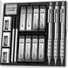 Nicpro 3Pcs Blocky Gear 0.5mm Metal Mechanical Pencils Set with Case, Lead Drafting Pencil with 8 Tube (480Pcs) Lead Refills(HB 2B), 4 Erasers, 18 Eraser Refills for Art Writing, Sketching Drawing EasyOptionXY LLC