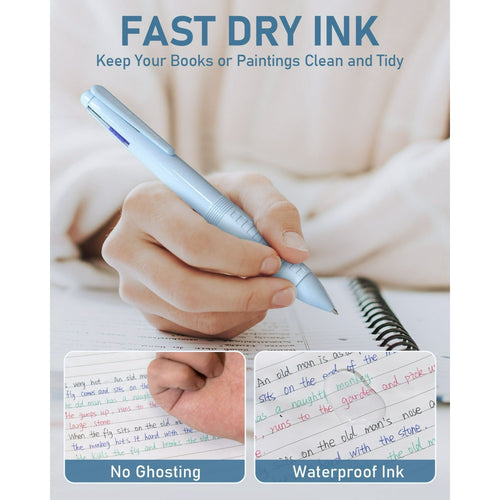 Nicpro 6 Pack Multicolor Ballpoint Pen Set, 0.5mm 4-in-1 Colored Ink Pen with Case, Retractable Pen with Fine Points EasyOptionXY LLC