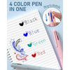 Nicpro 6 Pack Multicolor Ballpoint Pen Set, 0.5mm 4-in-1 Colored Ink Pen with Case, Retractable Pen with Fine Points EasyOptionXY LLC