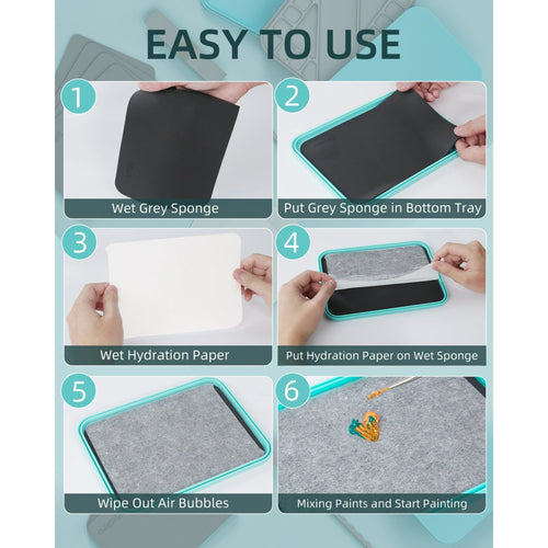 Nicpro Stay Wet Paint Palette for Acrylic Miniature Painting Kit, Paint Tray Palettes with 100Pcs Pallet Paper, 4Pcs Sponge, Brush Holder Paint Mixing Storage EasyOptionXY LLC