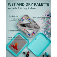 Nicpro Stay Wet Paint Palette for Acrylic Miniature Painting Kit, Paint Tray Palettes with 100Pcs Pallet Paper, 4Pcs Sponge, Brush Holder Paint Mixing Storage EasyOptionXY LLC