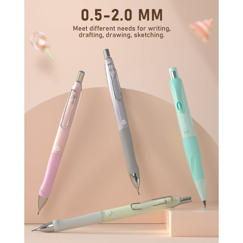 Nicpro 10Pcs Pastel Mechanical Pencil Set in Case, Cute Mechanical Pencils Bulk 0.5 & 0.7 & 0.9 mm & 2.0 mm with Lead Refills, Erasers, Lead Sharpener EasyOptionXY LLC