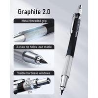 Nicpro 2mm Metal Mechanical Pencil Set, 2Pcs Lead Holder 2.0 mm Marker Artist Carpenter Pencils with 120 Graphite Lead Refill (HB 2H 4H 2B 4B & Color), 2 Eraser EasyOptionXY LLC