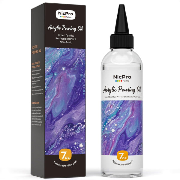 Nicpro 7 Ounce Silicone Pouring Oil for Art, Dramatic Cell Activator for Acrylic Paint Pour, 100% Silicone Medium Compatible with All Painting Acrylic or Watercolor EasyOptionXY LLC