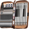 Nicpro 38 Pcs Art Mechanical Pencils Set in Leather Case, 3 Pcs Metal Drafting Pencil 0.5, 0.7, 0.9 mm & 5 Pcs 2mm Lead Holder (6B 4B 2B HB 2H 4H Colors) with 20 Tube Lead Refills EasyOptionXY LLC