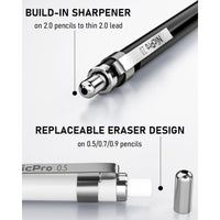 Nicpro 38 Pcs Art Mechanical Pencils Set in Leather Case, 3 Pcs Metal Drafting Pencil 0.5, 0.7, 0.9 mm & 5 Pcs 2mm Lead Holder (6B 4B 2B HB 2H 4H Colors) with 20 Tube Lead Refills EasyOptionXY LLC