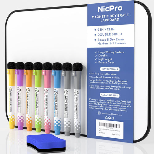 Nicpro Dry Erase Whiteboard, 9 x 12 in Double Sided Magnetic Desktop Whiteboard EasyOptionXY LLC