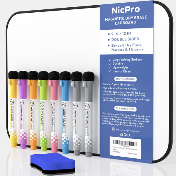 Nicpro Dry Erase Whiteboard, 9 x 12 in Double Sided Magnetic Desktop Whiteboard EasyOptionXY LLC