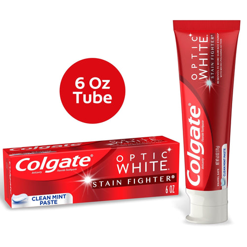 Colgate Optic White Stain Fighter Whitening Toothpaste; Clean Mint; 6 oz Tube EasyOptionXY LLC