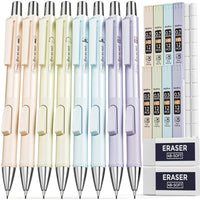 Nicpro 8 Pcs Pastel Mechanical Pencil 0.5mm & 0.7 mm, Cute Fast Click Mechanical Pencils Set with 8 Tubes HB Lead Refill, Eraser, Eraser Refill, with Case EasyOptionXY LLC
