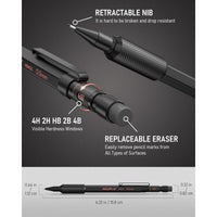 Nicpro 3Pcs 0.5mm Metal Mechanical Pencils Set, with 6 Tube HB Lead Refills, 3 Eraser, 6 Replaceable Eraser, Come with Case EasyOptionXY LLC