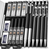 Nicpro 6 Pcs Art Mechanical Pencils Set, Black Metal Drafting Pencil 0.3, 0.5, 0.7, 0.9mm & 2PCS 2mm Graphite Lead Holder(4B 2B HB 2H) with 8 Lead Refills Eraser Case EasyOptionXY LLC