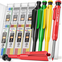 Nicpro 4 Pack 2.8mm Carpenter Pencil with Sharpener & Cap, Mechanical Pencils Set with 52 Refill, Deep Hole Marker Woodworking Pencils, Heavy Duty Construction Pencils for Architect - with Case EasyOptionXY LLC