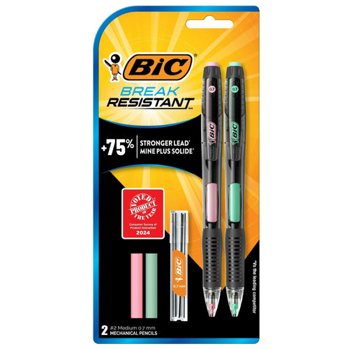 BIC Break Resistant Mechanical Pencils with Erasers, No. 2 Medium Point (0.7mm), Pack of 2 EasyOptionXY LLC