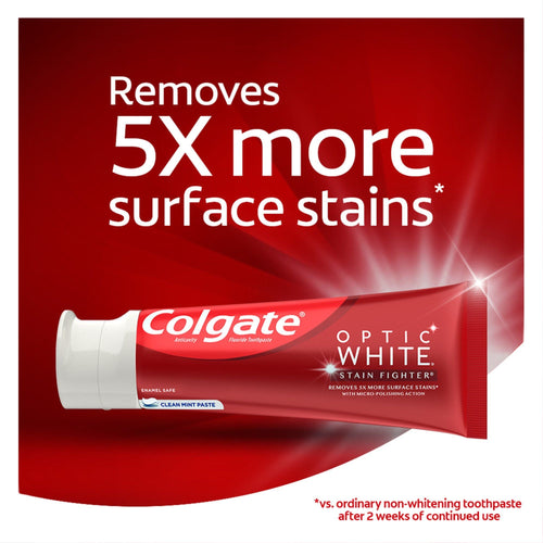 Colgate Optic White Stain Fighter Whitening Toothpaste; Clean Mint; 6 oz Tube EasyOptionXY LLC
