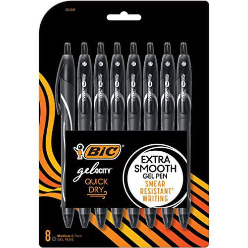 BIC Gelocity Quick Dry Black Gel Pens, Medium Point (0.7mm), 8-Count Pack EasyOptionXY LLC