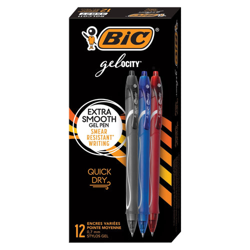 BIC Gelocity Quick Dry Assorted Colors Gel Pens, Medium Point (0.7mm), 12-Count Pack EasyOptionXY LLC