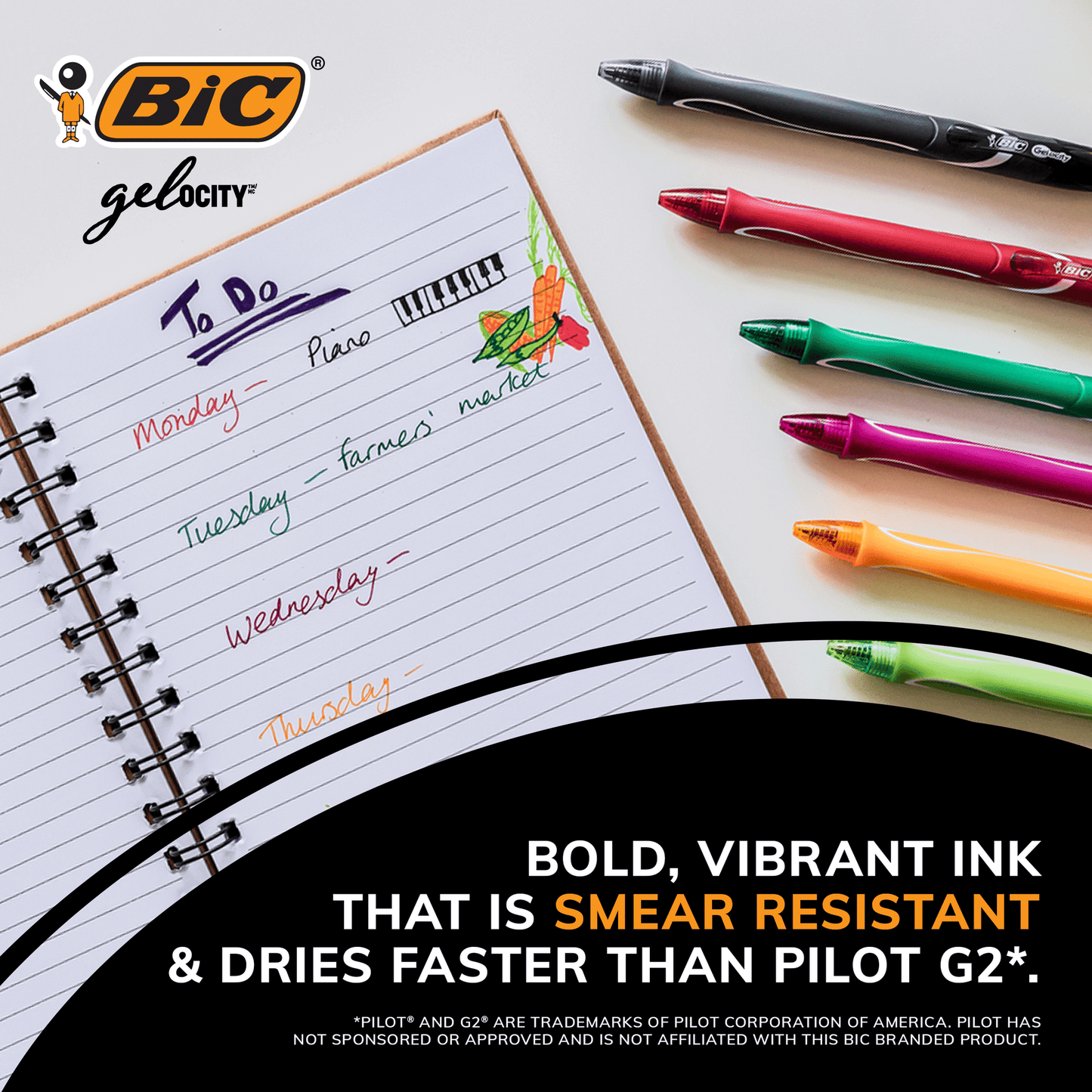 BIC Gelocity Quick Dry Assorted Colors Gel Pens, Medium Point (0.7mm), 12-Count Pack EasyOptionXY LLC