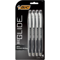 BIC Glide Retractable Ballpoint Black Pens, Medium Point, 1.0 mm, Black Ink, Pack of 4 EasyOptionXY LLC