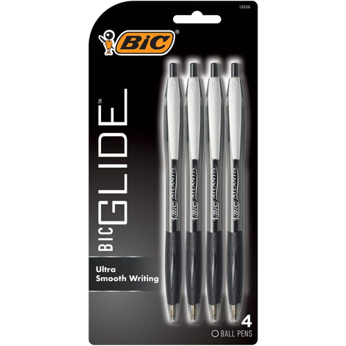 BIC Glide Retractable Ballpoint Black Pens, Medium Point, 1.0 mm, Black Ink, Pack of 4 EasyOptionXY LLC