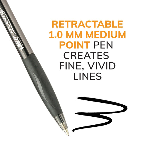 BIC Glide Retractable Ballpoint Black Pens, Medium Point, 1.0 mm, Black Ink, Pack of 4 EasyOptionXY LLC