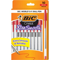 BIC Cristal Xtra Smooth Ballpoint Stick Pens, 1.0 mm, Red Ink, Pack of 10 EasyOptionXY LLC