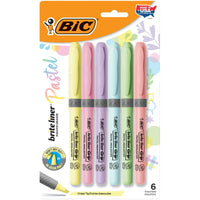 BIC Brite Liner Grip Pastel Highlighters, Assorted Pastel Colors, Rubber Grip, 6 Count EasyOptionXY LLC