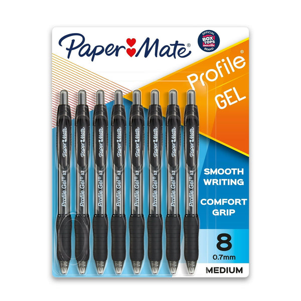 Paper Mate Gel Pen, Profile Retractable Pen, 0.7 mm, Black, 8 Count EasyOptionXY LLC