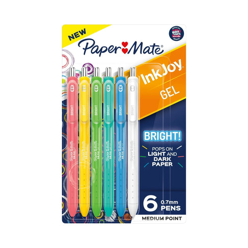 Paper Mate InkJoy Bright Gel Pens, Medium Point (0.7mm), Retractable, Assorted Brighter Colors, 6 Ct EasyOptionXY LLC
