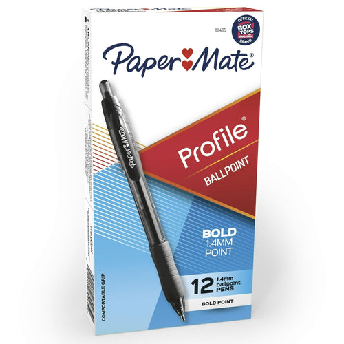 Paper Mate Profile Retractable Ballpoint Pens, Bold Point (1.4mm), Black, 12 Count EasyOptionXY LLC