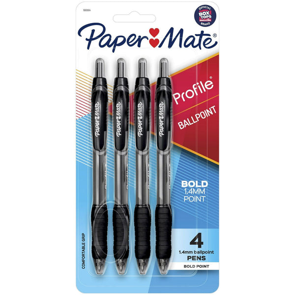 Paper Mate Profile Retractable Ballpoint Pens, 1.4 mm Bold Point, Black, 4 Count EasyOptionXY LLC