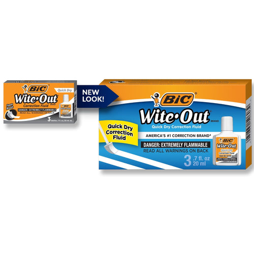 Bic Wite-Out Quick Dry Correction Fluid 20 ml Bottle White 3/Pack WOFQD324 EasyOptionXY LLC