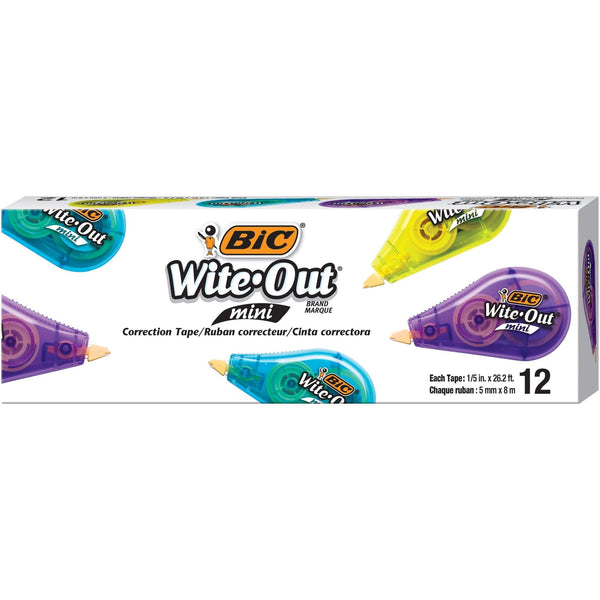 BIC Wite-Out Brand Mini White Correction Tape, 12-Pack for School Supplies EasyOptionXY LLC