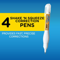 BIC Wite-Out Brand Shake 'N Squeeze Correction Pen, 0.3 ounces, White, Pack of 4 EasyOptionXY LLC